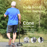 Cane with LED Light,Walking Cane for Men & Women,Walking Sticks for Seniors,Telescopic Non-Slip Cane,Stable and Portable,Cane with 10 Adjustment Heights,With Travel Bag(Big Four Feet-Black)